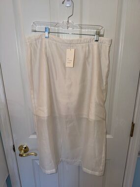 NWT A New Day Cream Midi Skirt with Sheer Layering